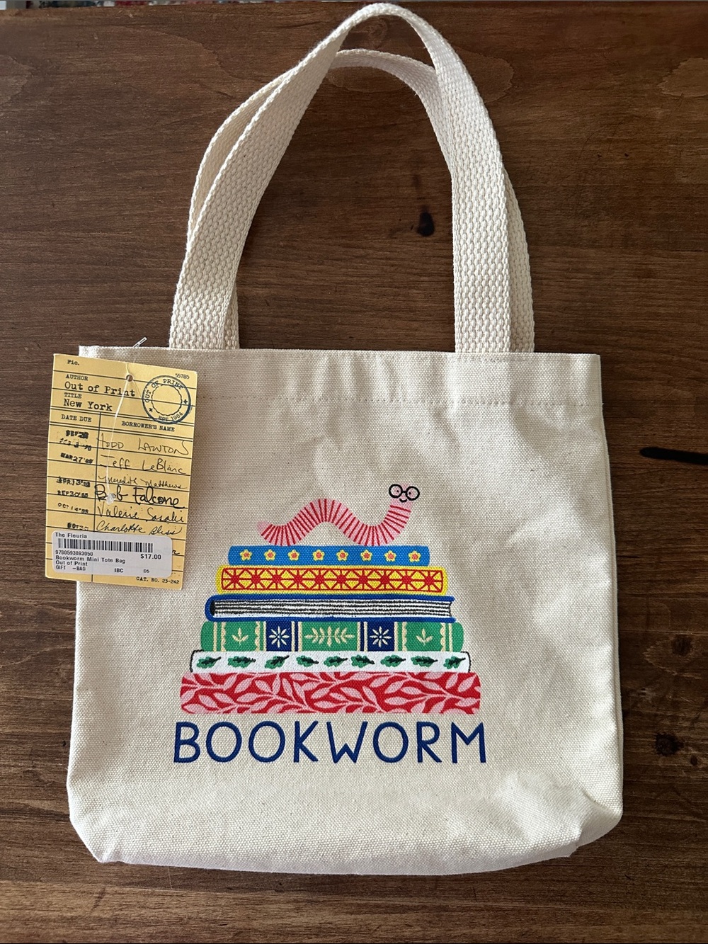 Out of Print Natural Canvas 'Bookworm' Tote with Colorful Book Stack